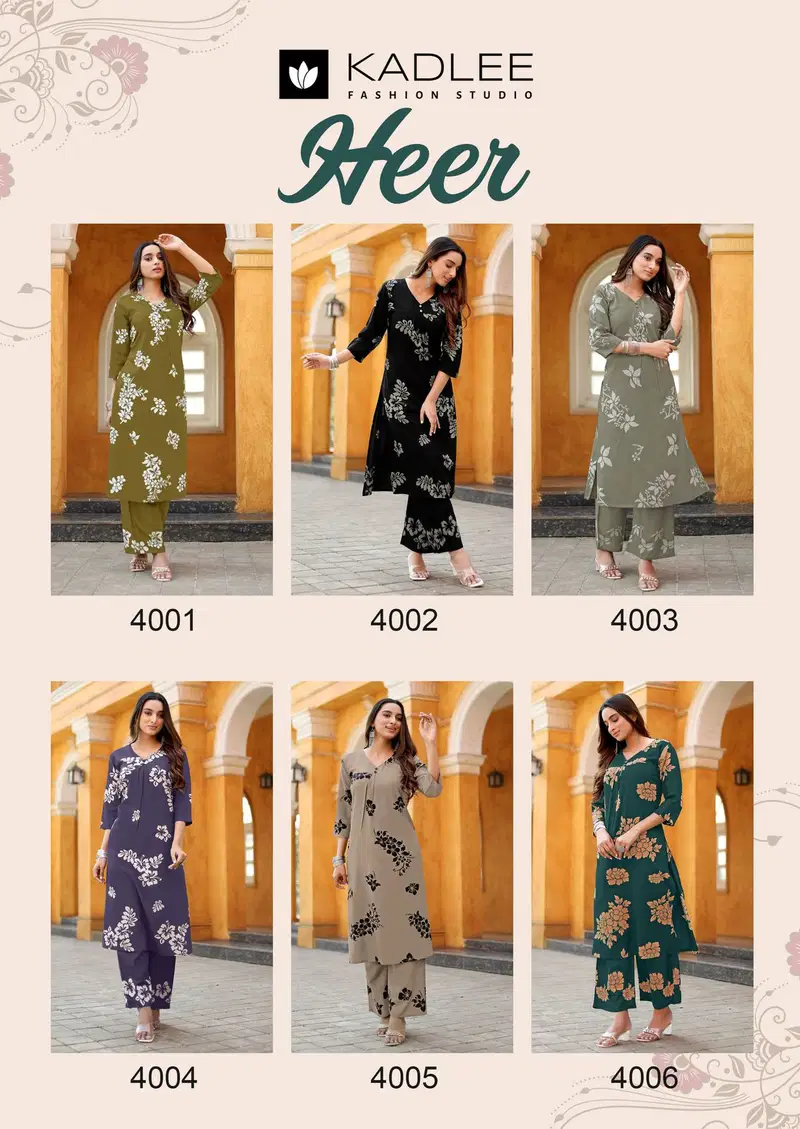 Heer By Kadlee Rayon Printed Designer Kurti With Bottom Wholesale In India